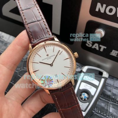 Swiss Copy Vacheron Constaintin Patrimony Rose Gold White Dial Watch 81530